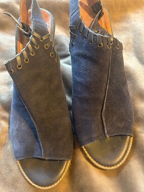 Sam Edelman Navy Suede Open-Toe Slingback Mules